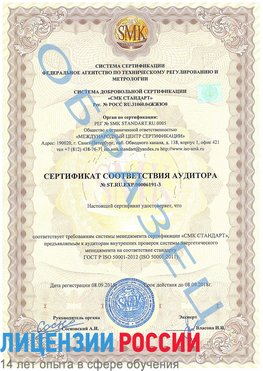 Образец сертификата соответствия аудитора №ST.RU.EXP.00006191-3 Новониколаевский Сертификат ISO 50001
